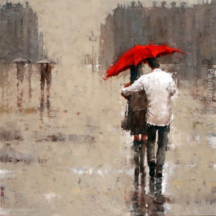 Red umbrella painting - 2011 Red umbrella art painting